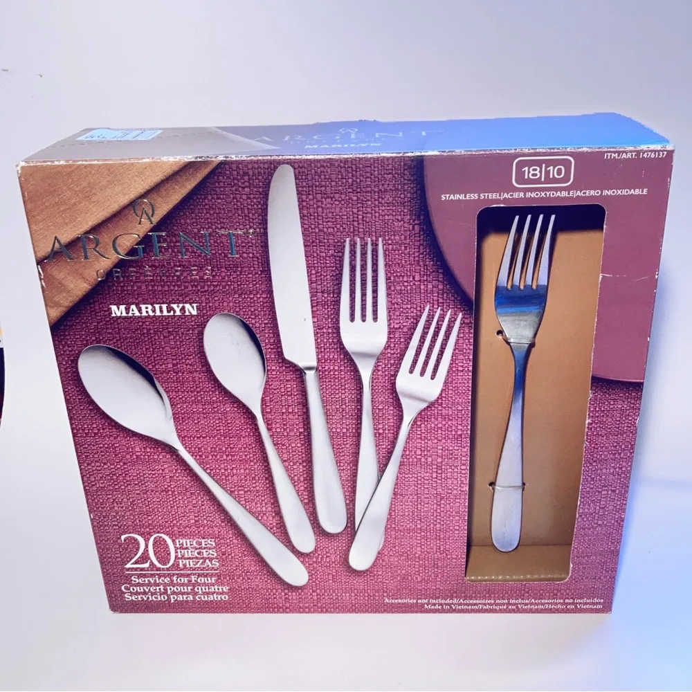 ARGENT Marilyn 20-Piece Stainless Steel Flatware Set in Silver